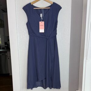 JJ’s House Formal Semi-Wrap Chiffon Dress NWT Small Slate Blue wedding guest